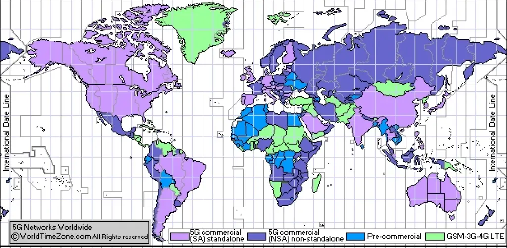 4G and 5G coverage map