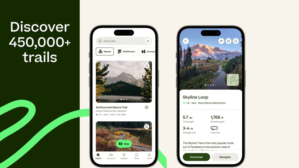 AllTrails app interface