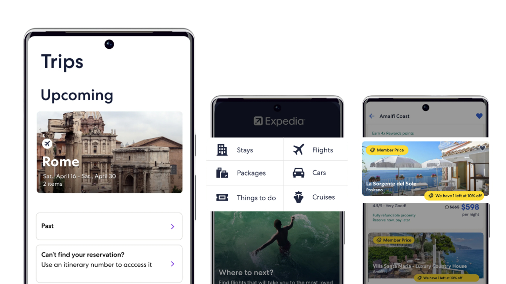 Experiencia de usuario de la app de Expedia