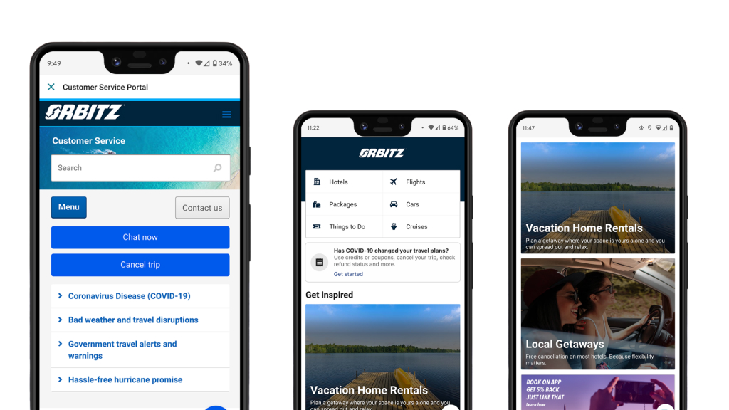 Aplicaci&oacute;n de planificaci&oacute;n de viajes Orbitz