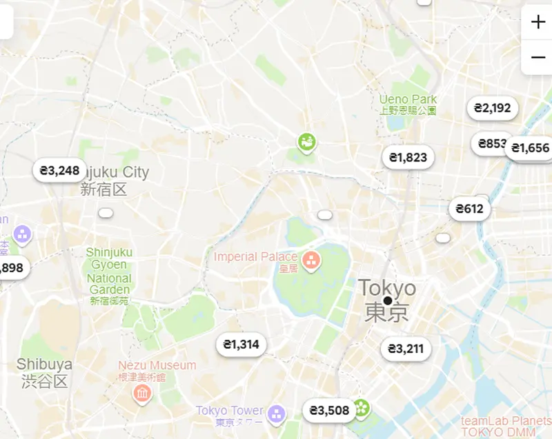 Fenruary accommodation prices in Tokyo