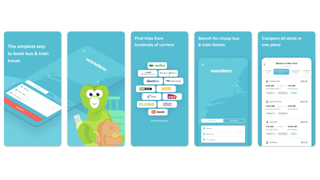 Wanderu ap para buscar billetes baratos de autob&uacute;s y tren