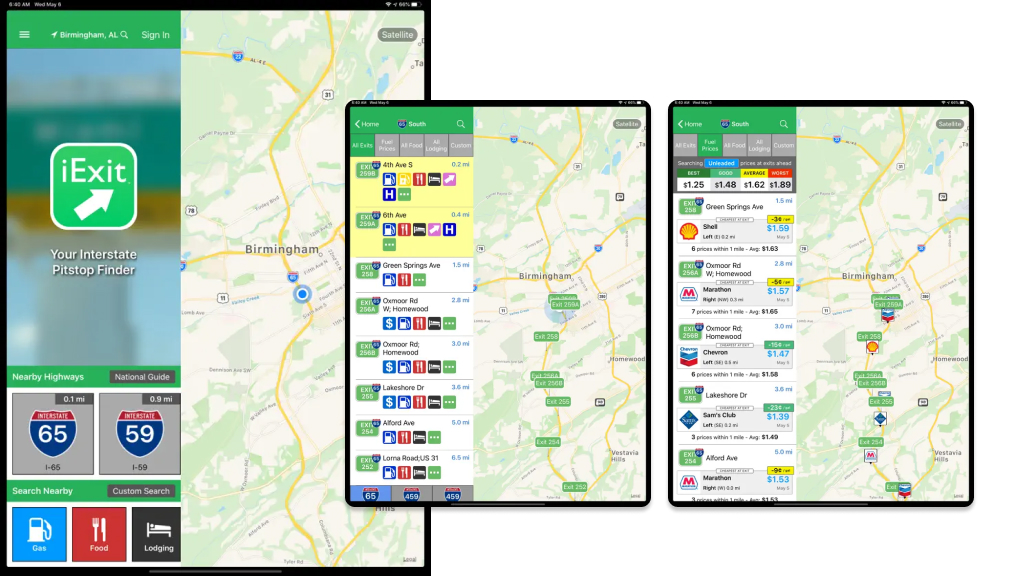 iExit app screenshots
