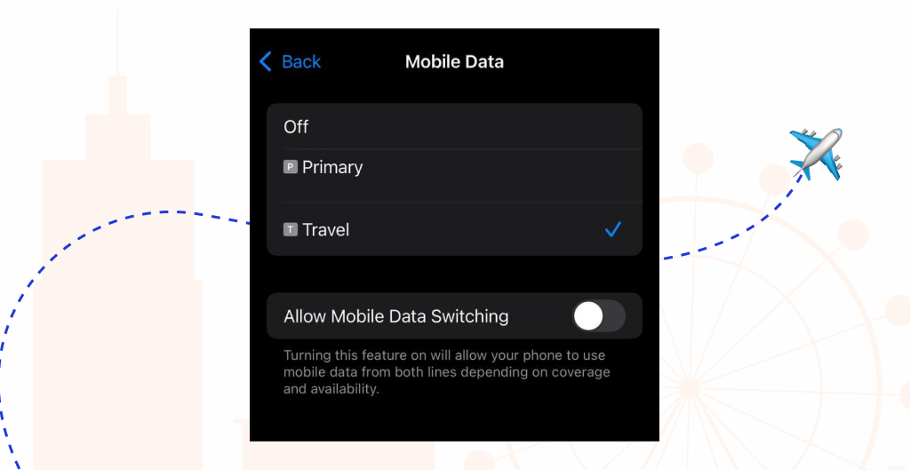 travel esim mobile data settings iphone 14