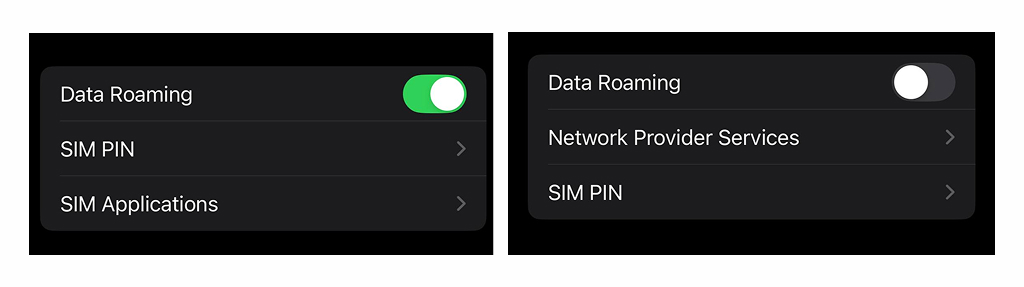 turn on data roaming on iphone 14