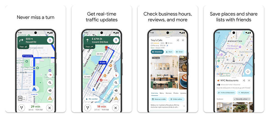 Google Maps navigation app