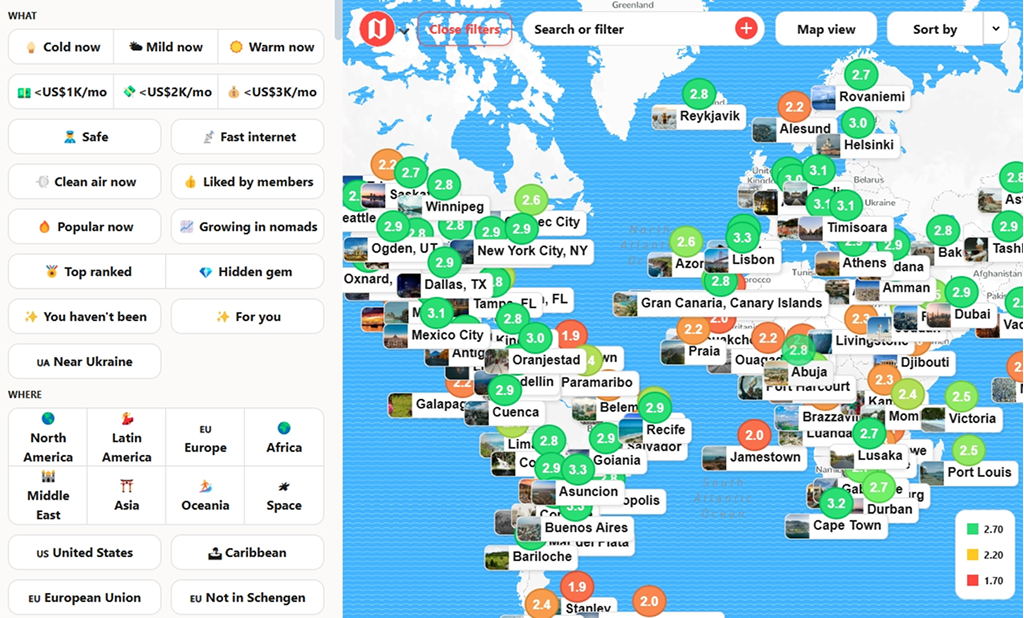 Nomads.com website - digital nomad community