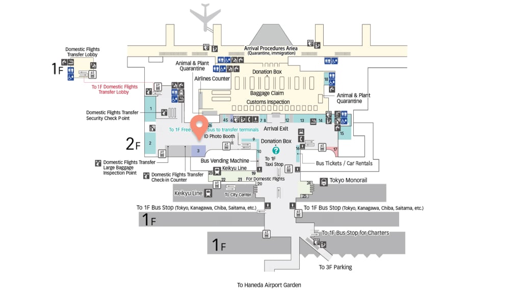 Haneda Airporty SIM cards on 2nd Floor, in Gate 3 - map