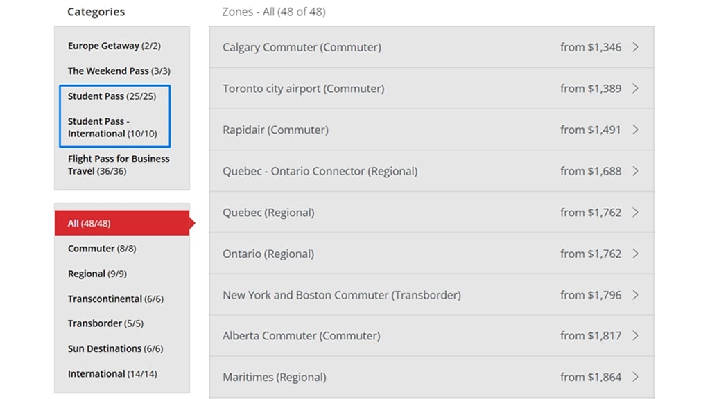 Flight passes  aircanada.com