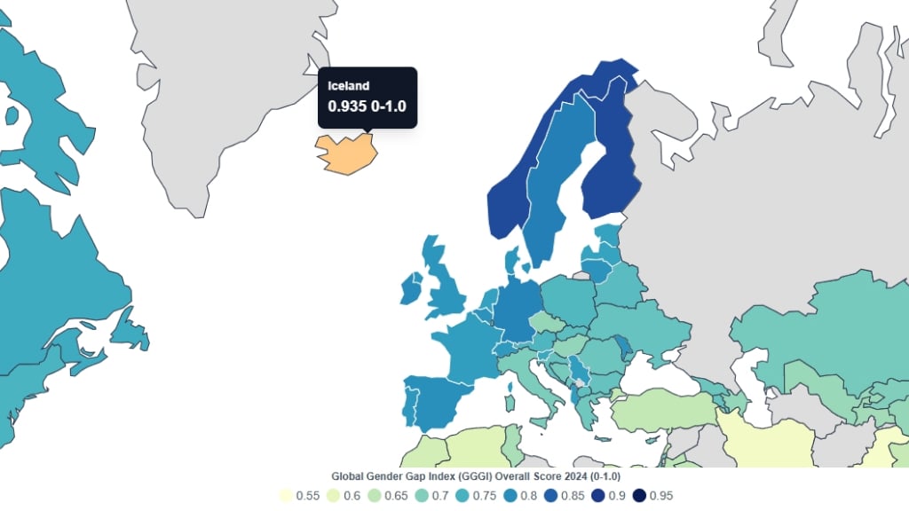 Iceland global gender gap map