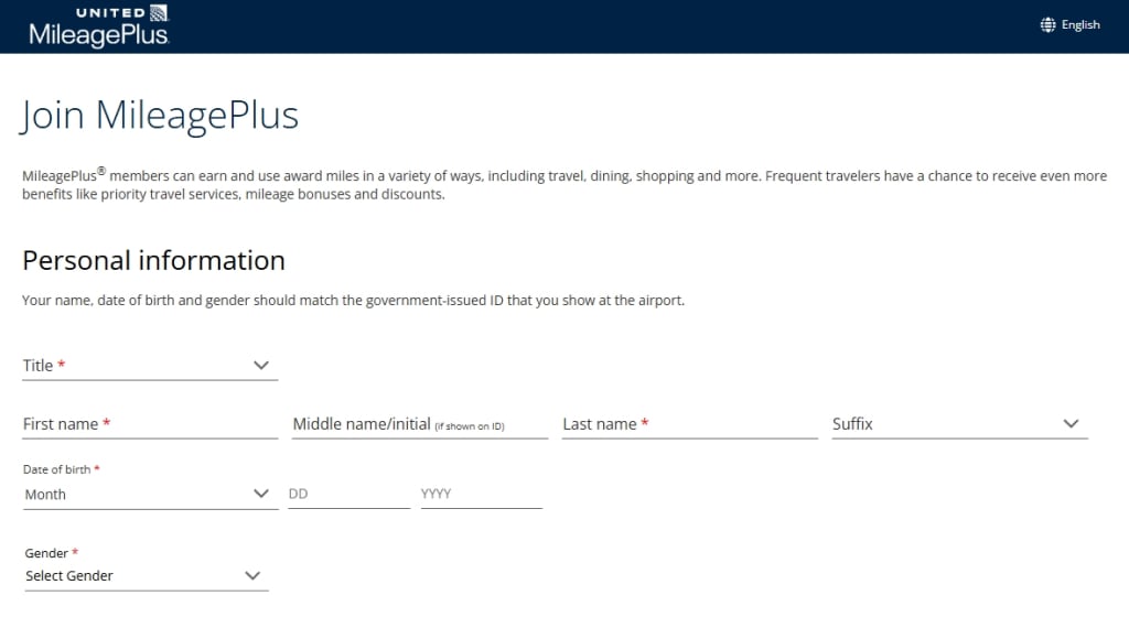 MileagePlus membership registration  united.com