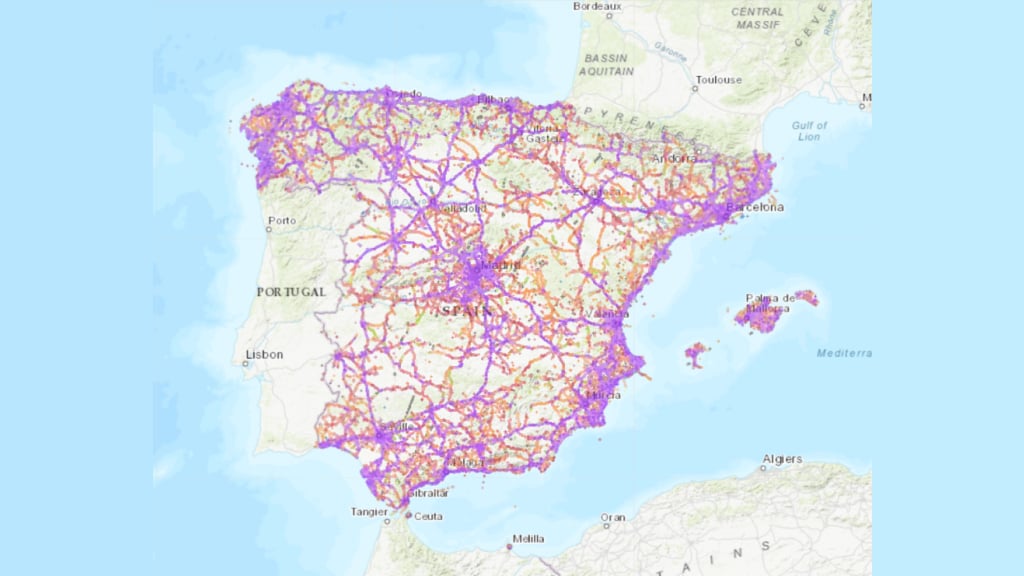 Yoigo mobile operator coverage map in Spain