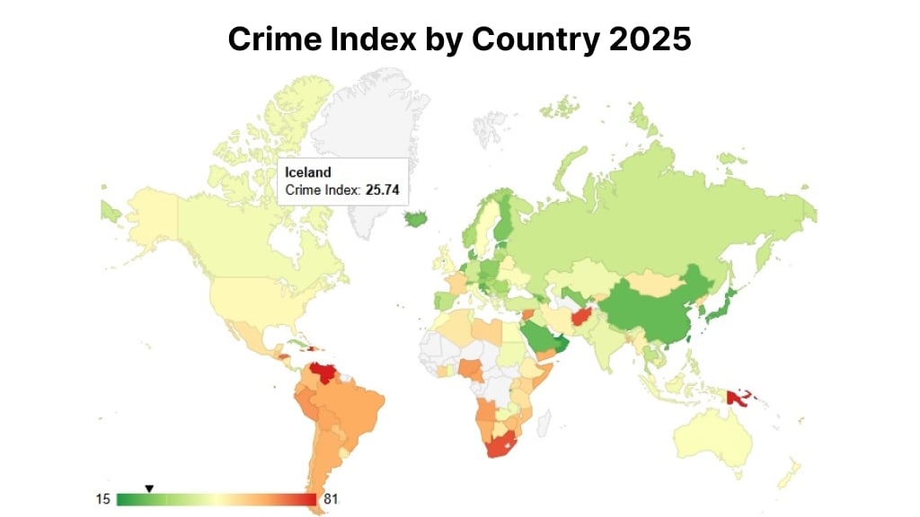 crime index by country 2025 map