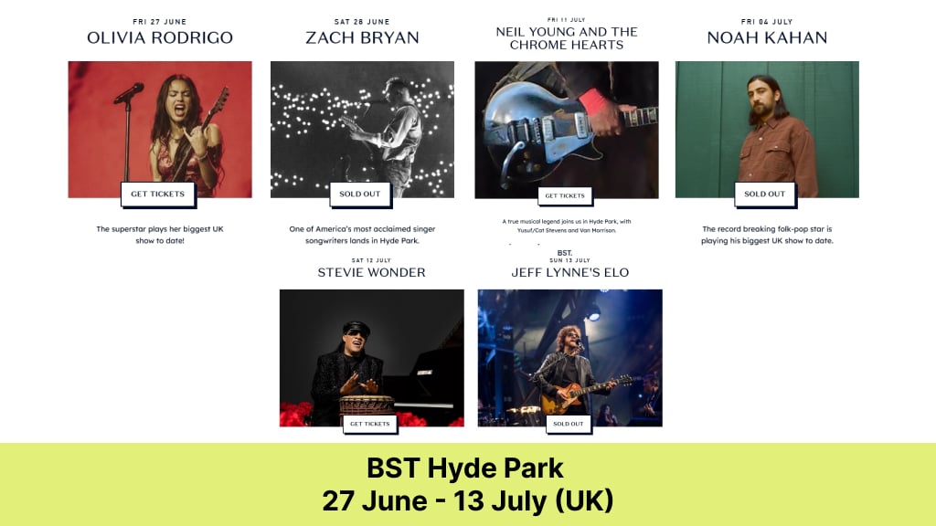 BST Hyde Park – 27 June - 13 July (UK)
