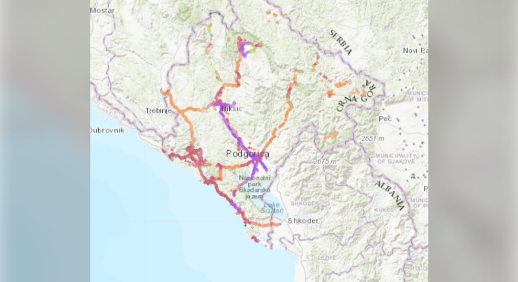 Mtel mobile network coverage map in Montenegro