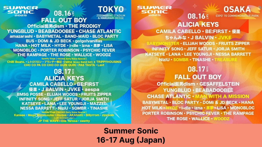 Summer Sonic – 16-17 Aug (Japan)