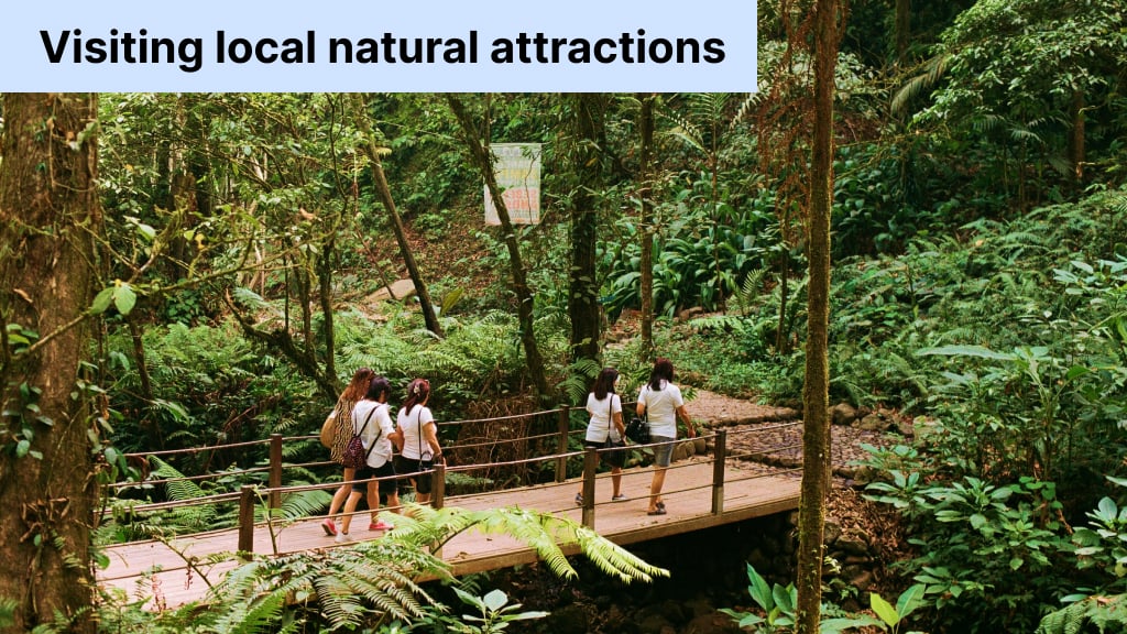 Visiting local natural attractions