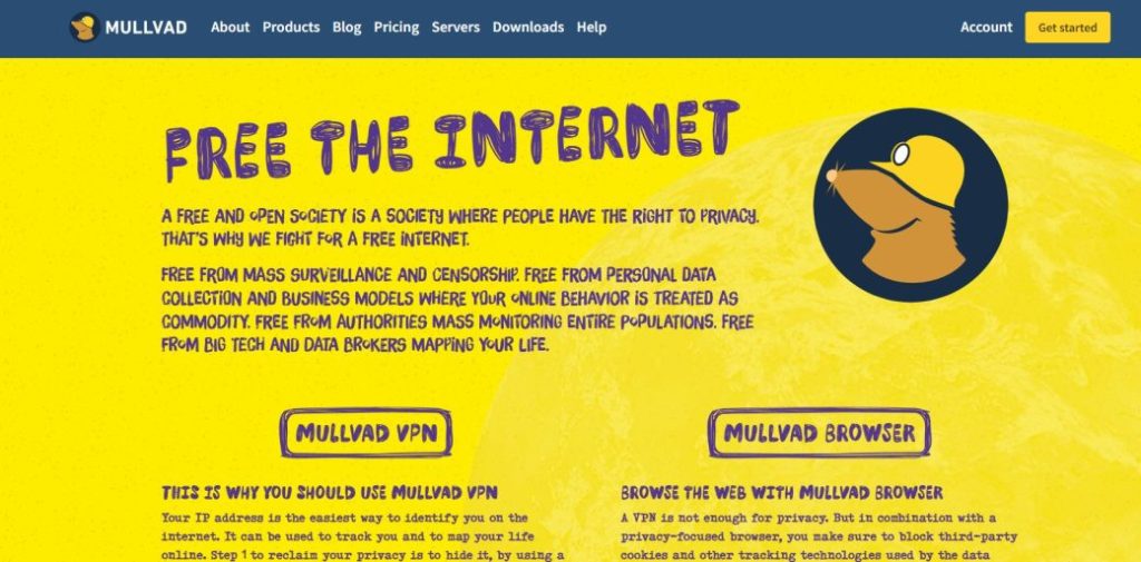 Mullvad VPN service homepage