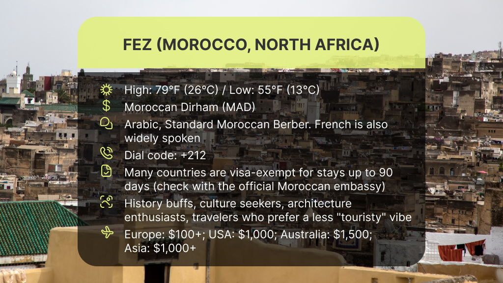 Fez (Morocco, North Africa) weather and climate in October