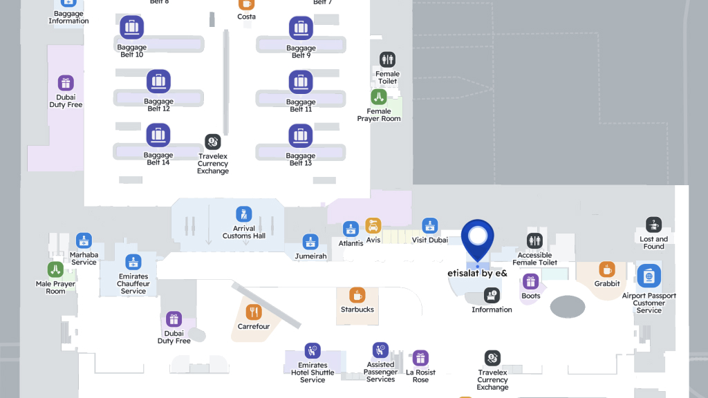 Dubai Airport SIM card stores in T3