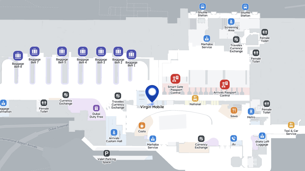 Virgin Mobile Dubai airport SIM card