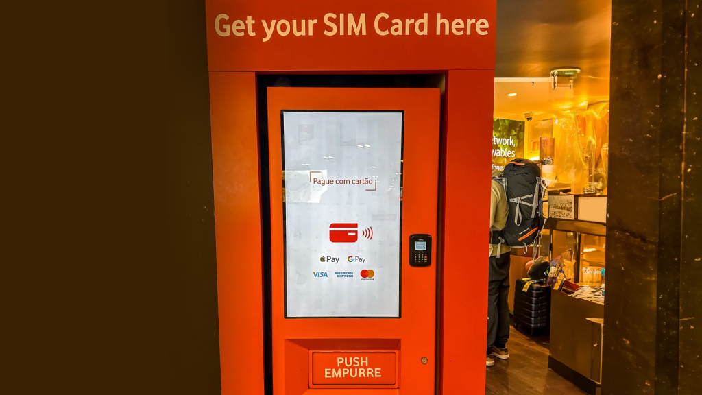 SIM card vending machines in Lisbon airport