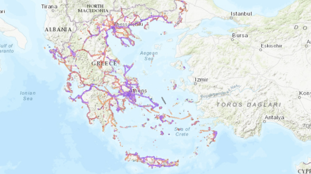 Mapa de cobertura de la red m&oacute;vil Nova en Grecia