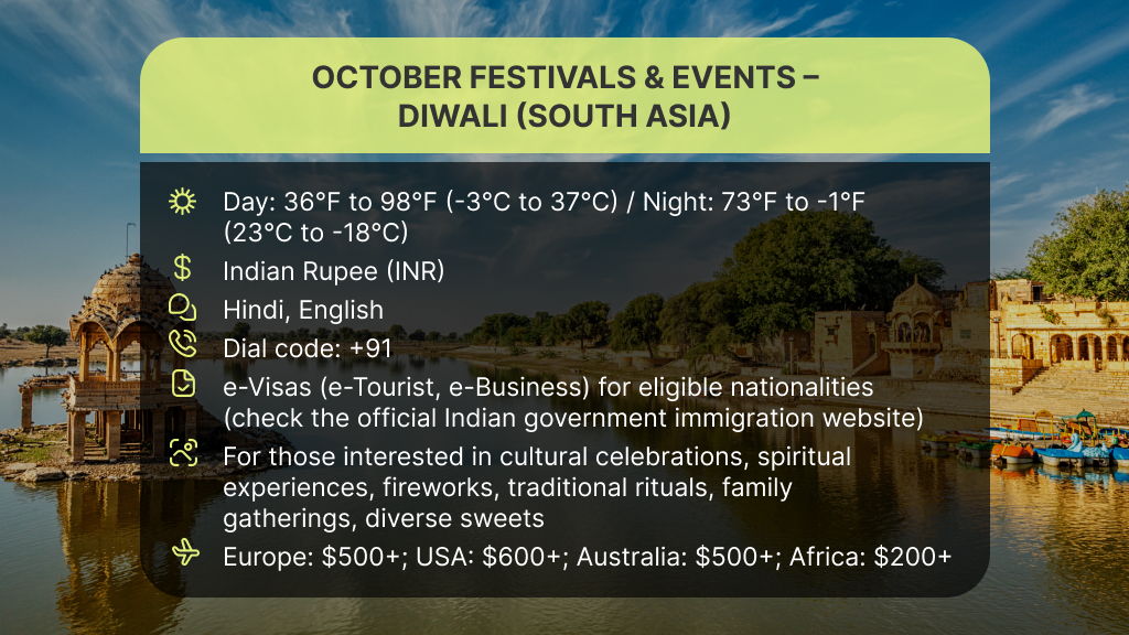 South Asia - best places to travel in October