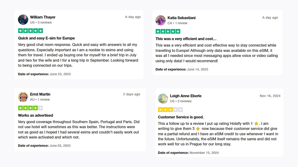 Holafly reviews on Trustpilot