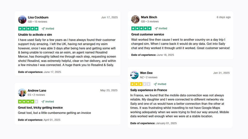 Reviews of Saily on Trustpilot