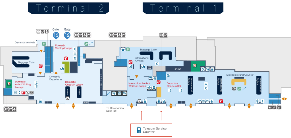 SIM card stores at Taipei Songshan airport, Taiwan