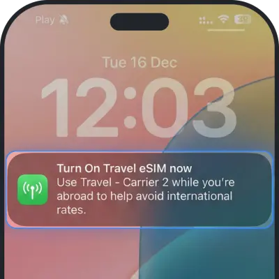 entre su tarjeta SIM principal y una eSIM de viaje