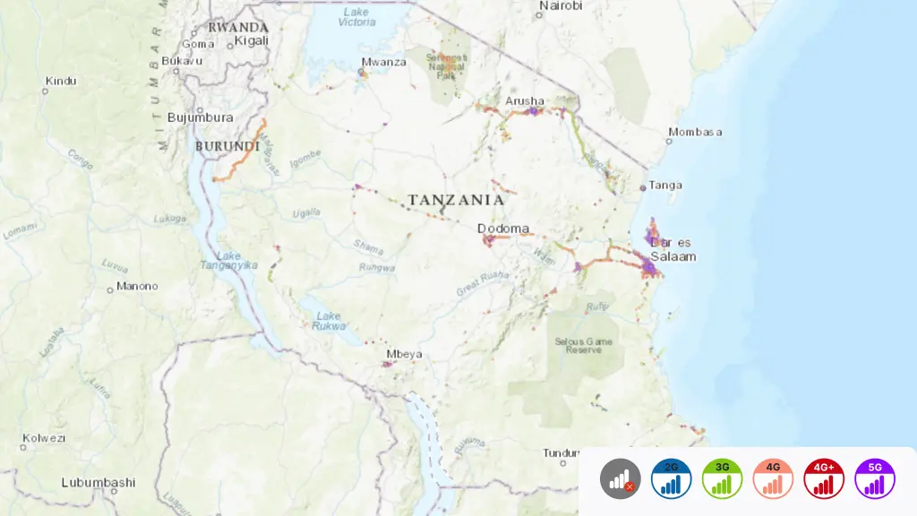 Yas-Tigo mobile coverage map Tanzania