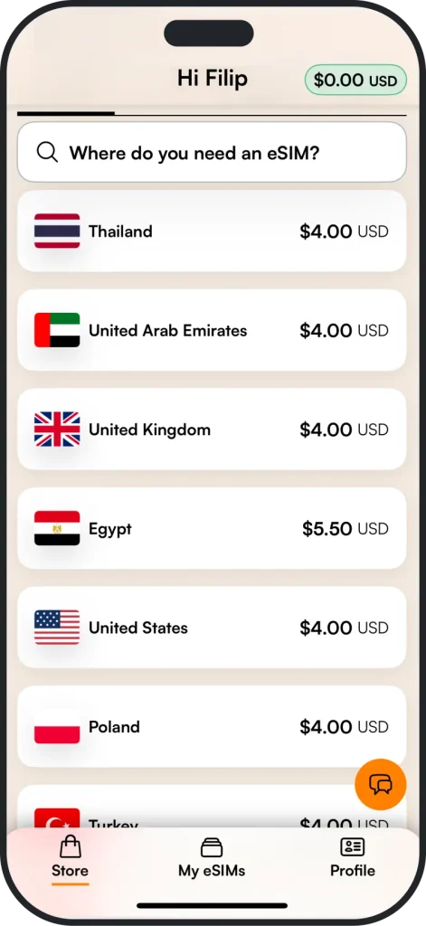 airalo-app-country-choice