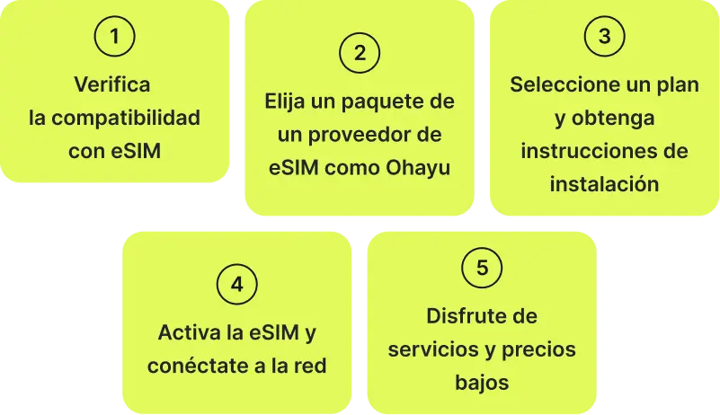 cómo utilizar esim en lugar de itinerancia de datos - infografía paso a paso