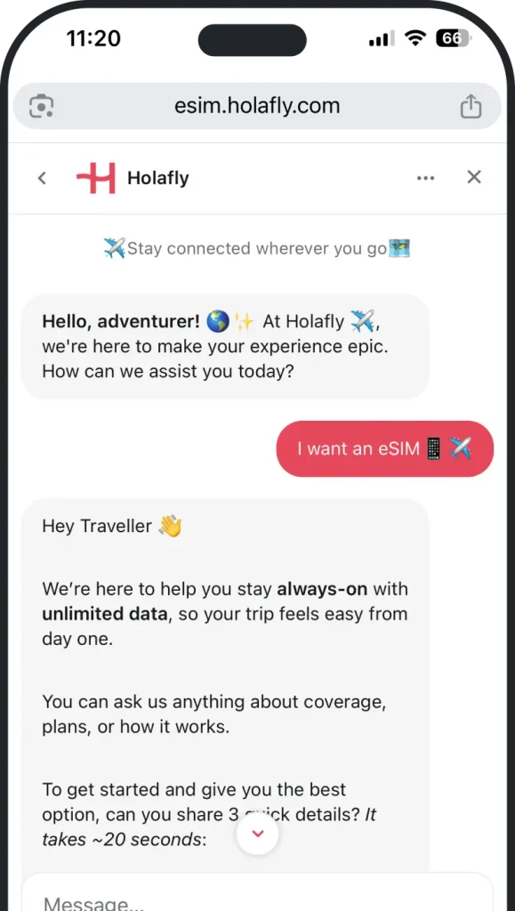 Chat with Holafly support