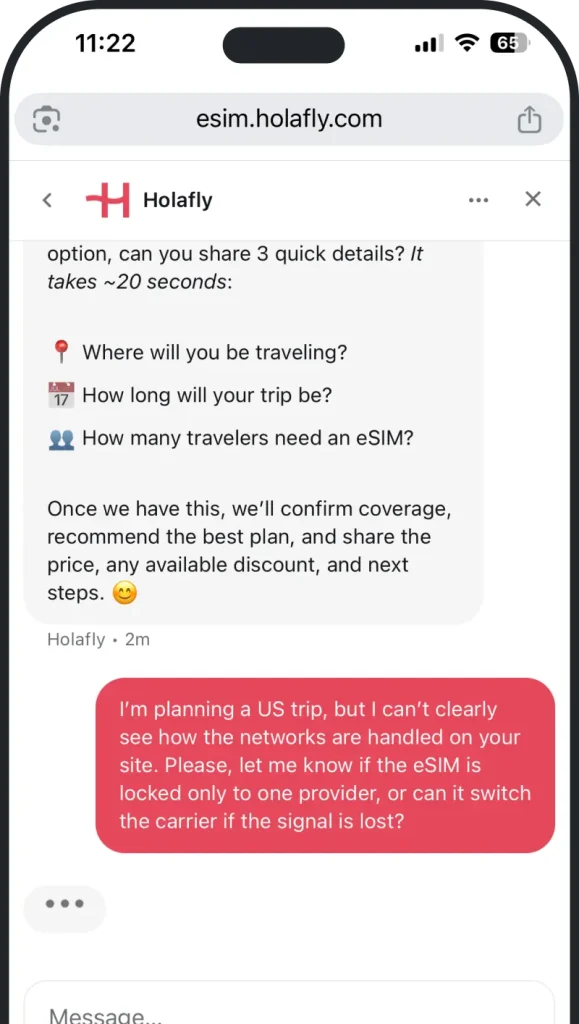 Chat with Holafly support