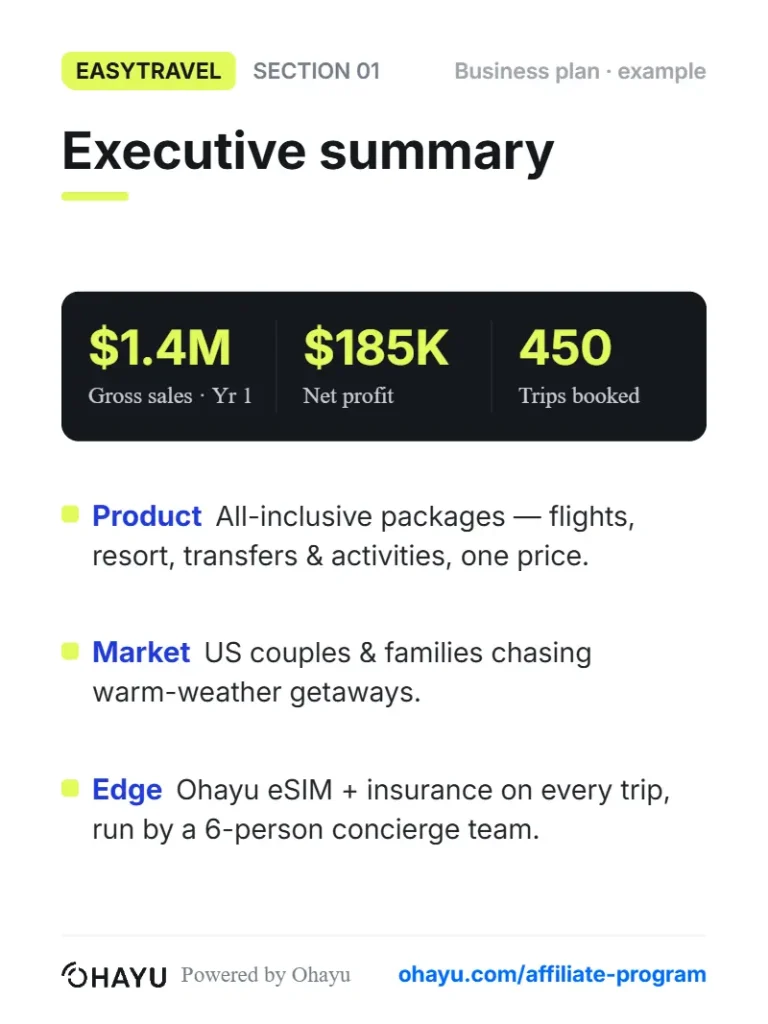 travel agency business plan executive summary