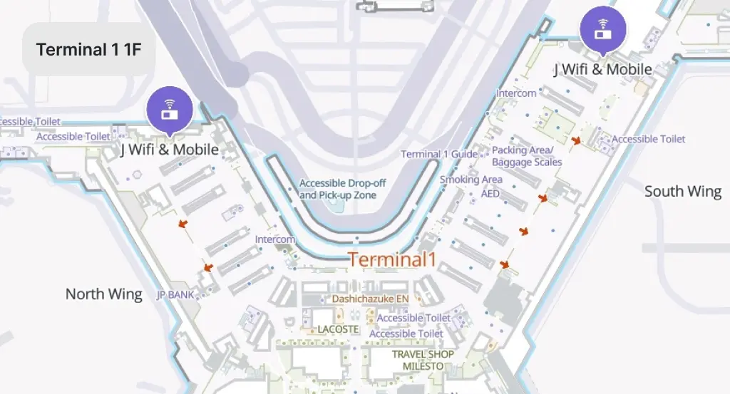 J WiFi & Mobile Terminal 1 en el mapa de Narita