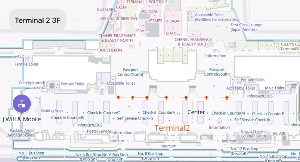 J WiFi & Mobile Terminal 2 3F del aeropuerto de Narita