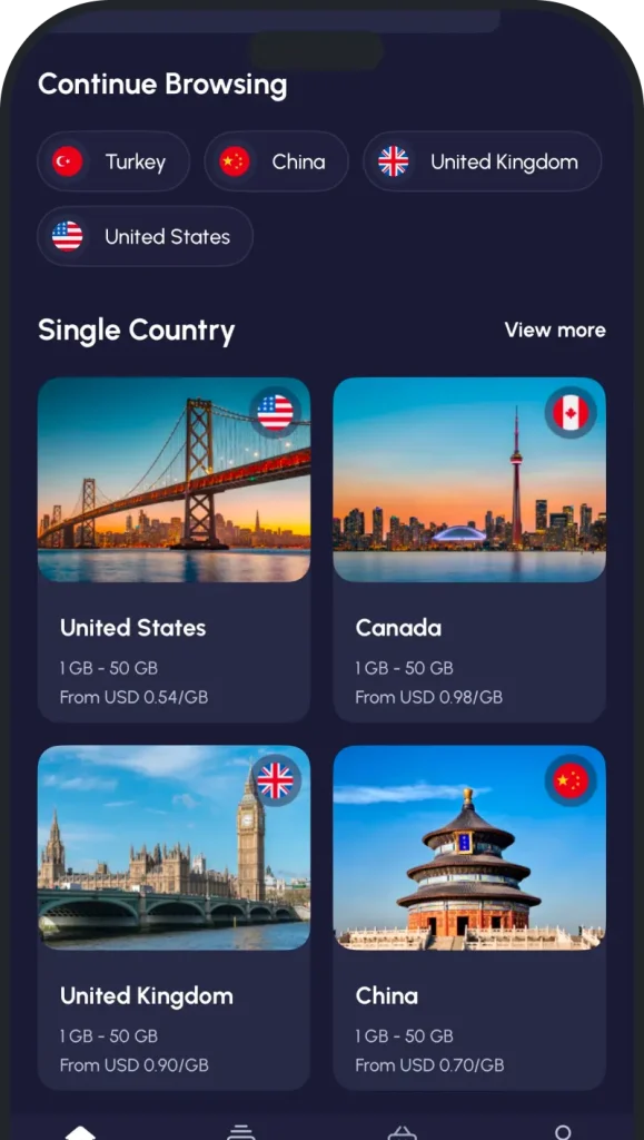 Nomad-eSIm-países-app-UI