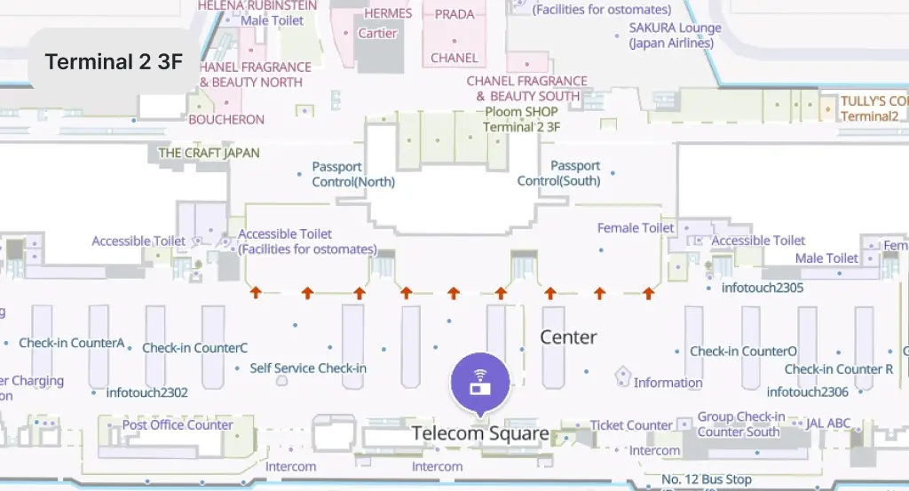 Telecom Square terminal 2 3F Narita mapa